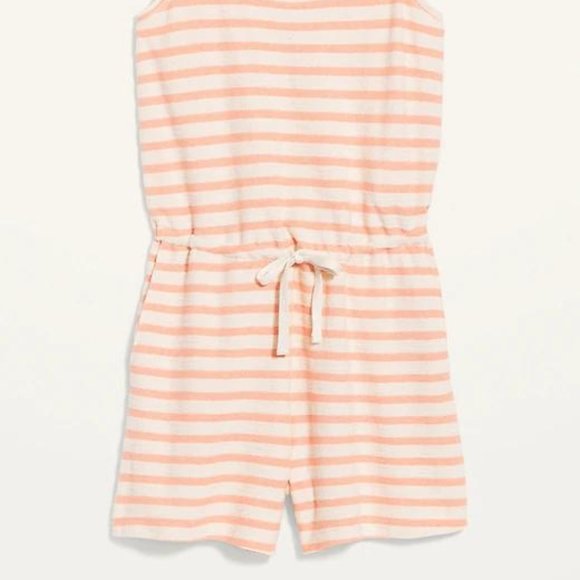 Old Navy Waist-Defined Sleeveless Striped Terry Beach Romper-- 4-inch inseam New - Picture 3 of 4